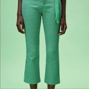 Zara Green gingham Cropped Pants